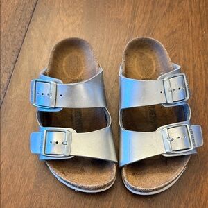 Birkenstock Kids Metallic Silver Sandals
